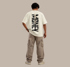 "MONEY" Typography Back-Print Oversized T-Shirt - Off-White