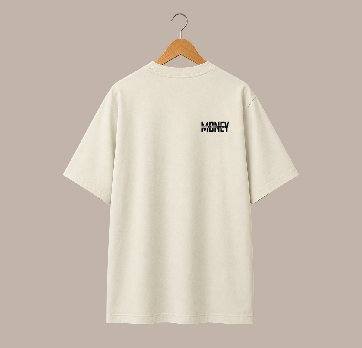 "MONEY" Typography Back-Print Oversized T-Shirt - Off-White