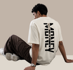 "MONEY" Typography Back-Print Oversized T-Shirt - Off-White