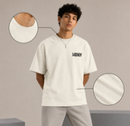 "MONEY" Typography Back-Print Oversized T-Shirt - Off-White