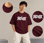 Heavyweight Streetwear "RELAX" Oversized Tee - Wine Red