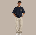 Mystical Astrology Graphic Oversized Streetwear Tee - Navy Blue