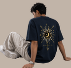 Mystical Astrology Graphic Oversized Streetwear Tee - Navy Blue